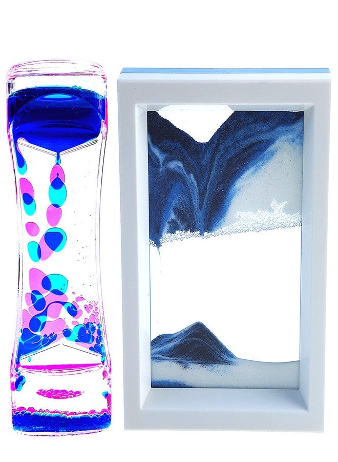 FKYTION Liquid Motion Bubbler Timer and Moving Sand Art Picture 2 Pack Colorful Hourglass Liquid Bubbler Art Toys Activity Calm Relaxing Desk Toys Voted Best Gift! - Image 1